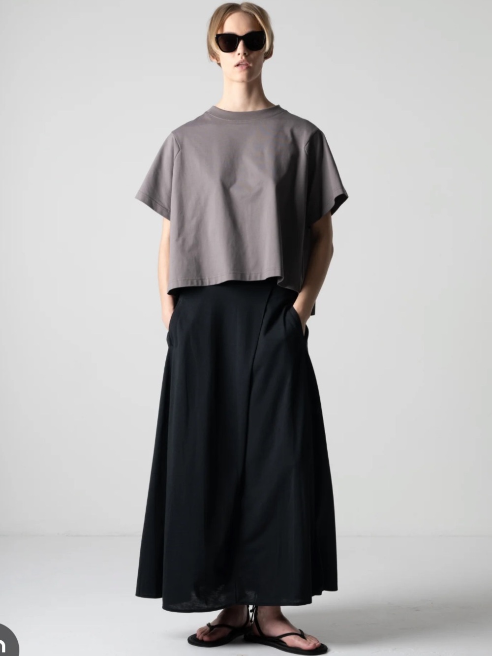 Cog The Big Smoke Halo Semi Flare Skirt Black Sz 1 NWT Wool Milled Jersey Maxi